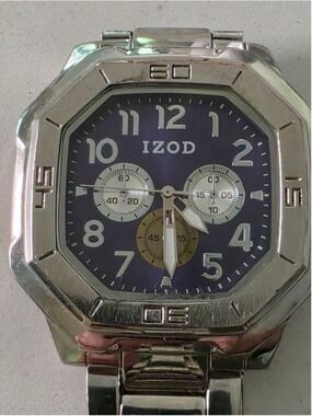 Men's IZOD Silver Tone Blue Dial Chronograph Watch One Size